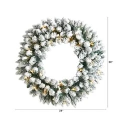 24" White LED Lights Flocked Artificial Christmas Wreath -Michaels Shop D479008S 2