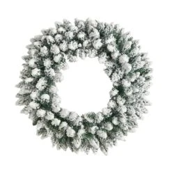24" White LED Lights Flocked Artificial Christmas Wreath -Michaels Shop D479008S 3