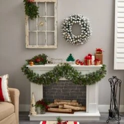 24" White LED Lights Flocked Artificial Christmas Wreath -Michaels Shop D479008S 6