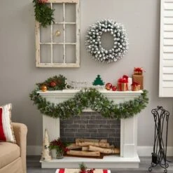 24" White LED Lights Flocked Artificial Christmas Wreath -Michaels Shop D479008S 7