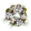 24" Silver Poinsettia, Hydrangea & Pinecones Artificial Christmas Wreath -Michaels Shop D479013S 1