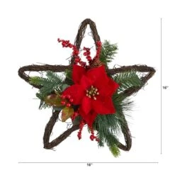 16" Holiday Christmas Poinsettia Star Twig Wreath -Michaels Shop D479014S 2