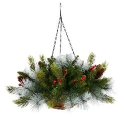 2ft. LED Pine & Berries Artificial Christmas Hanging Basket -Michaels Shop D479055S 3