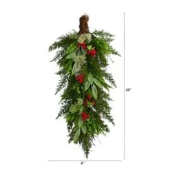 30" Cedar & Berry Christmas Teardrop Swag -Michaels Shop D479057S 2