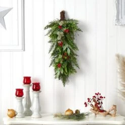 30" Cedar & Berry Christmas Teardrop Swag -Michaels Shop D479057S 3