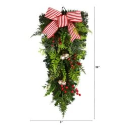 26" Bells & Bow Christmas Teardrop Swag -Michaels Shop D479059S 2