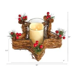 Holiday Star Twig Candle Holder With LED Candle Table Christmas Arrangement -Michaels Shop D479063S 2