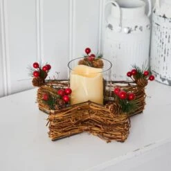 Holiday Star Twig Candle Holder With LED Candle Table Christmas Arrangement -Michaels Shop D479063S 4