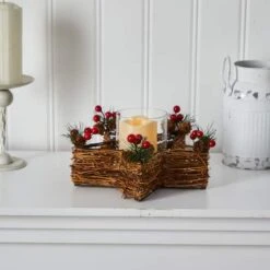 Holiday Star Twig Candle Holder With LED Candle Table Christmas Arrangement -Michaels Shop D479063S 5