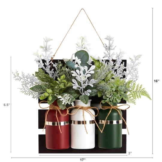 17" Christmas Pine 3-Piece Jar Hanging Artificial Arrangement 7 17" Christmas Pine 3-Piece Jar Hanging Artificial Arrangement - Image 5