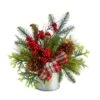 12" Holiday Winter Pinecones, Berries, Greenery & Plaid Bow Arrangement -Michaels Shop D479075S 1