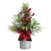 20" Holiday Winter Greenery, Pinecone & Berries With Bow Arrangement -Michaels Shop D479078S 1