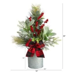 20" Holiday Winter Greenery, Pinecone & Berries With Bow Arrangement 10 20" Holiday Winter Greenery, Pinecone & Berries With Bow Arrangement -Michaels Shop D479078S 2