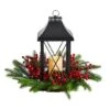 16" Christmas Berries, Pinecones & Greenery With Lantern And LED Candle Artificial Table Arrangement -Michaels Shop D479084S 1
