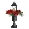 33" Christmas Berries & Poinsettia With Large Lantern & LED Candle In Decorative Urn -Michaels Shop D479087S 1