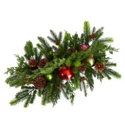 24" Cedar Pine, Pinecones & Ornaments Artificial Christmas Arrangement In Tin Vase -Michaels Shop D479089S 4