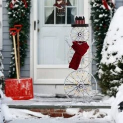 Glitzhome® 34" Lighted LED Metal Snowman Porch Décor -Michaels Shop D479464S 3