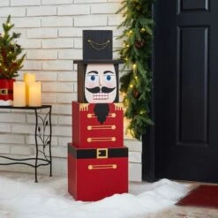 Glitzhome® 36" Wooden Block Nutcracker Porch Décor -Michaels Shop D479475S 2