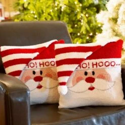 Glitzhome® Hooked 3D Santa Throw Pillow Set -Michaels Shop D479529S 3