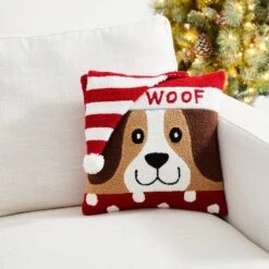 Glitzhome® Hooked 3D Woof Throw Pillow -Michaels Shop D479537S 3