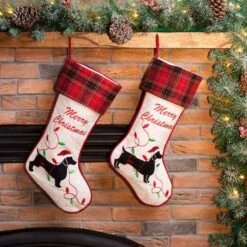 Glitzhome® 21" Merry Christmas Dachshund Stocking, Set Of 2 -Michaels Shop D479584S 3