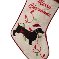Glitzhome® 21" Merry Christmas Dachshund Stocking, Set Of 2 -Michaels Shop D479584S 4