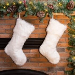 Glitzhome® 21" White Plush Stockings, 2ct. -Michaels Shop D479593S 2