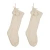 Glitzhome® 24" White Knitted Polyester Christmas Stocking With Pom Pom, 2ct. -Michaels Shop D479601S 1