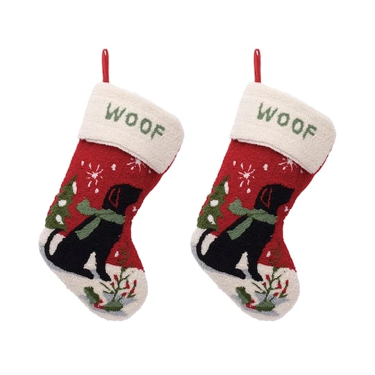Glitzhome® 20" Dog Hooked Stockings, 2ct. 4 Glitzhome® 20" Dog Hooked Stockings, 2ct. - Image 2
