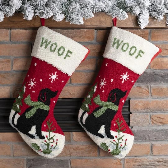 Glitzhome® 20" Dog Hooked Stockings, 2ct. 5 Glitzhome® 20" Dog Hooked Stockings, 2ct. - Image 3