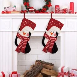 Glitzhome® 19" 3D Penguin Hooked Stockings, 2ct. 8 Glitzhome® 19" 3D Penguin Hooked Stockings, 2ct. -Michaels Shop D479608S 2