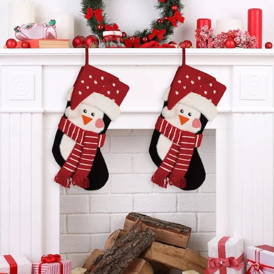 Glitzhome® 19" 3D Penguin Hooked Stockings, 2ct. 5 Glitzhome® 19" 3D Penguin Hooked Stockings, 2ct. - Image 3