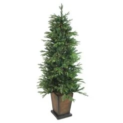Northlight 6ft. Pre-Lit Oregon Noble Fir Slim Artificial Christmas Tree In Decorative Planter, Warm White LED Lights -Michaels Shop D489958S 2