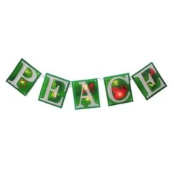 Impact 4.5ft. Shimmering Green Lighted Peace Garland