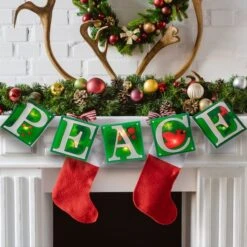 Impact 4.5ft. Shimmering Green Lighted Peace Garland -Michaels Shop D491001S 13