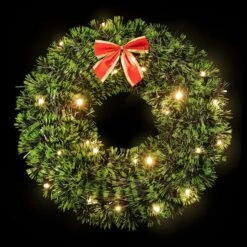 Northlight 17" Pre-Lit LED Green Tinsel Artificial Wreath With Bow -Michaels Shop D491024S 13
