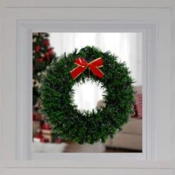 Northlight 17" Pre-Lit LED Green Tinsel Artificial Wreath With Bow -Michaels Shop D491024S 2