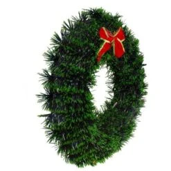 Northlight 17" Pre-Lit LED Green Tinsel Artificial Wreath With Bow -Michaels Shop D491024S 3