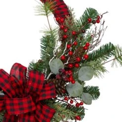 Northlight 24" Red And Black Buffalo Plaid And Berry Artificial Wreath -Michaels Shop D491025S 3