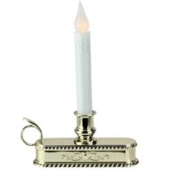 Northlight 8.75" Pre-Lit White & Gold LED C5 Flickering Christmas Candle Lamp With Handle Base