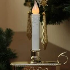 Northlight 8.75" Pre-Lit White & Gold LED C5 Flickering Christmas Candle Lamp With Handle Base -Michaels Shop D491441S 12