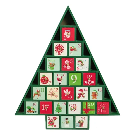 Northlight 15" Green Tree Shaped Christmas Advent Calendar Decoration 4 Northlight 15" Green Tree Shaped Christmas Advent Calendar Decoration - Image 2
