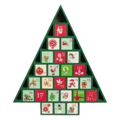 Northlight 15" Green Tree Shaped Christmas Advent Calendar Decoration