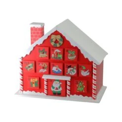 Northlight 10.25" Red & White Advent House With Chimney Storage Box -Michaels Shop D491523S 2
