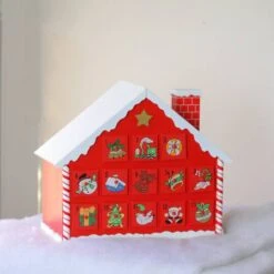 Northlight 10.25" Red & White Advent House With Chimney Storage Box -Michaels Shop D491523S 4