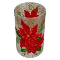 Northlight 10" Poinsettias & Gold Flameless Glass Christmas Candle Holder -Michaels Shop D491535S 3