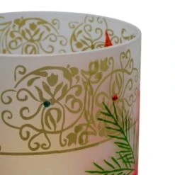 Northlight 10" Poinsettias & Gold Flameless Glass Christmas Candle Holder -Michaels Shop D491535S 4