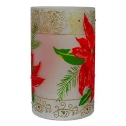 Northlight 10" Poinsettias & Gold Flameless Glass Christmas Candle Holder -Michaels Shop D491535S 5