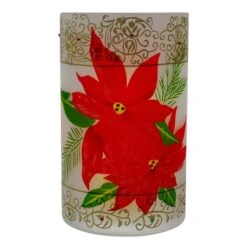 Northlight 10" Poinsettias & Gold Flameless Glass Christmas Candle Holder -Michaels Shop D491535S 6