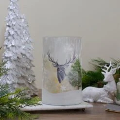 Northlight 10" Winter Deer Flameless Glass Christmas Candle Holder -Michaels Shop D491536S 2